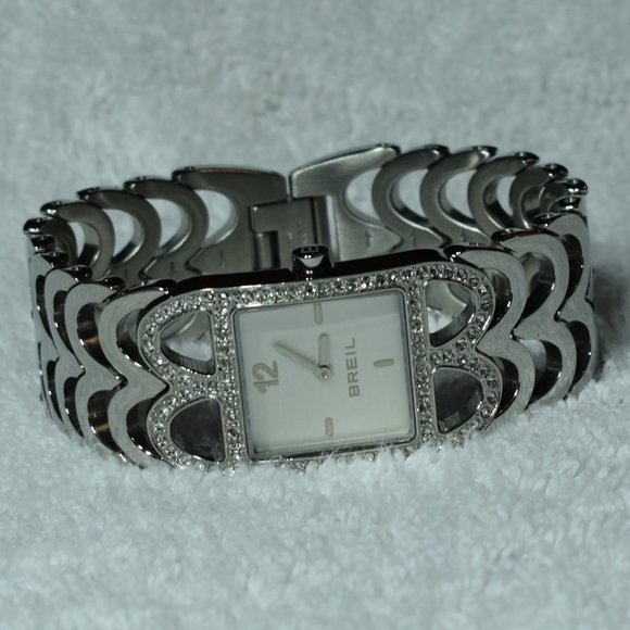 925 SS Breil Quartz Cuff Watch Swarovski Crystals - Picture 11 of 16